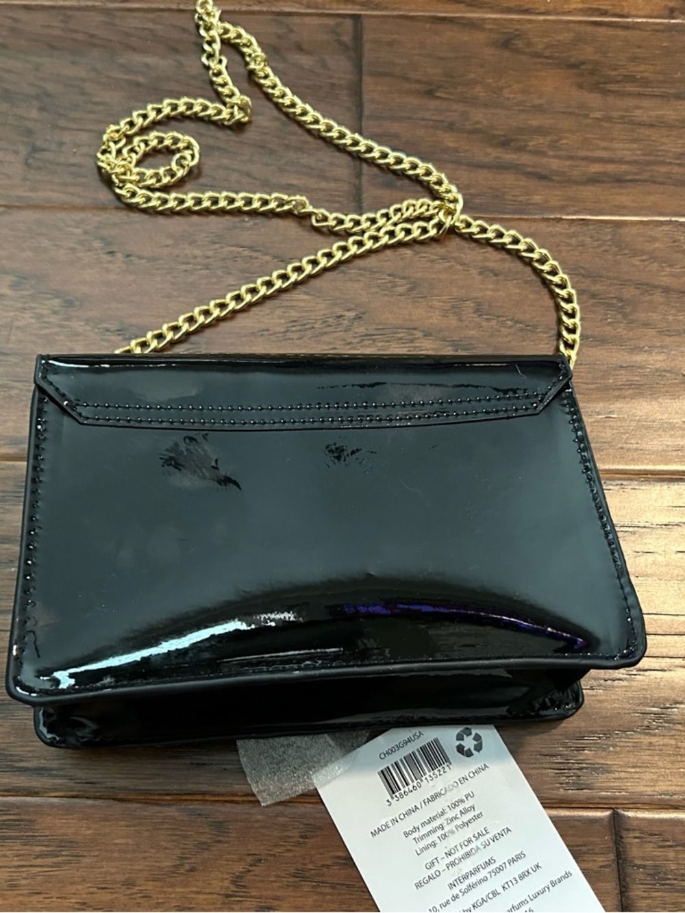 Jimmy Choo Black Patent Crossbody Bag with Gold Chain NWT - Picture 3 of 4